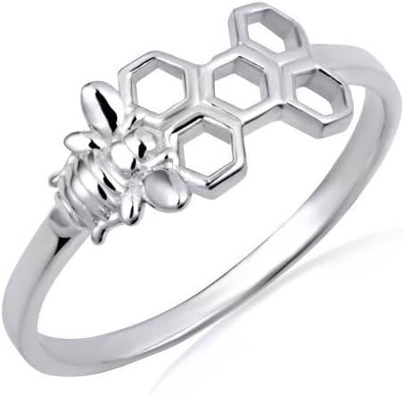 Honeycomb Bee Nature Fine Ring Real Solid 10K Gold