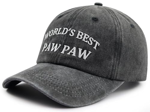 Image of World's Best Paw Paw Papa Uncle Hat for Grandpa Dad Men, Funny Adjustable Cotton Embroidered Grandfather Father Baseball Cap