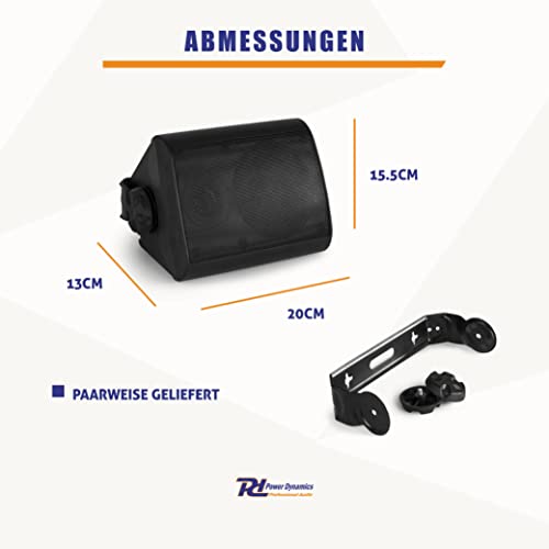 Power Dynamics BGO40 - Lautsprecher Boxen - 2er Set - 100 Watt - 2-Wege In- und Outdoor Wandlautsprecher für die Festmontage an Wand und Decke - Boxen Set für Zuhause, Gastro, Bars - Schwarz – Bild 5