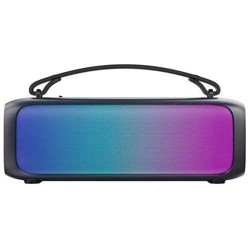 Supersonic IQ Sound IQ-3520RGB 2.0CH Portable Bluetooth Speaker with RGB Panel, IPX5 Water Resistance, TWS, Voice Control, FM Radio, USB Input, line-in Function, and Rechargeable Battery