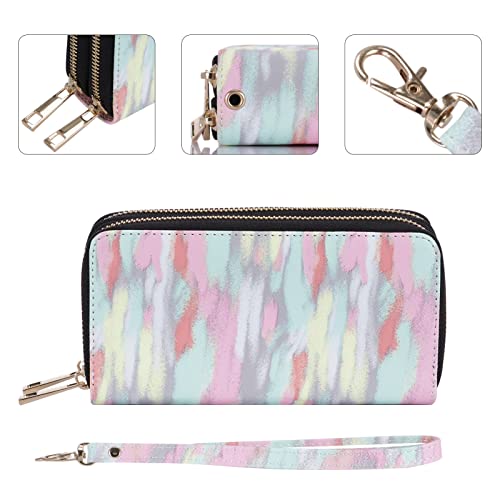 Image of XEYOU Double Zipper Long Clutch Wallet Cellphone Wallet for Women with Removable Wristlet Strap for Credit Card, Cash, Coin, Bill