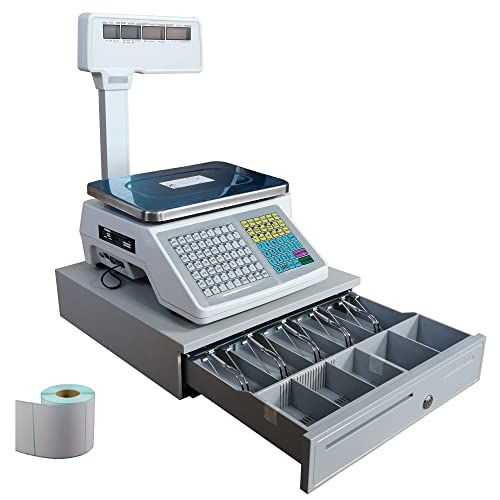 Báscula comercial digital con impresora térmica doble vista 30kg miniatura 1