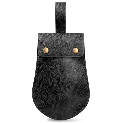 Image of Leather Belt Pouch Medieval Vintage Renaissance Viking LARP Cosplay Costumes Drawstring Coin Purse Phone Holder Waist Bag (Half-Black)