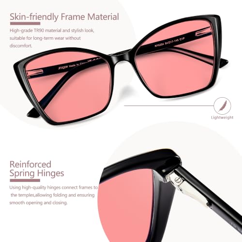 Image of Women's Fluorescent-41 Rose Cat Eye Tinted Blue Light Blocking Glasses for Migraine, Light Sensitivity, Photophobia & LED Gaming Computer Screen Glare