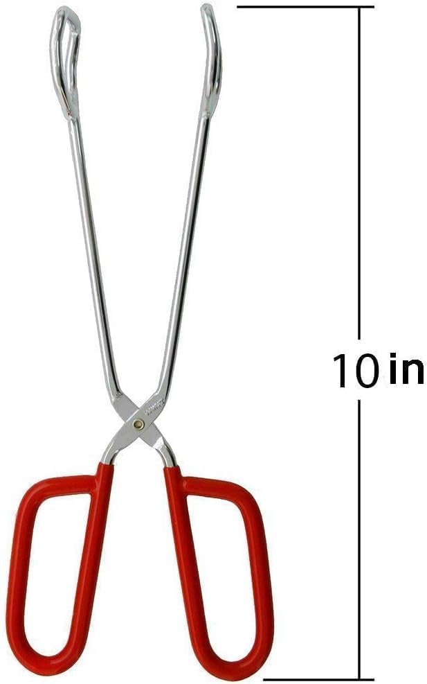 Stainless Steel Kitchen Tongs Frifoshs Heavy Duty Cooking Tongs Good Grips 10-Inch Scissors Tongs with Comfortable Red Handle for Cooking Barbecue, Set of 3