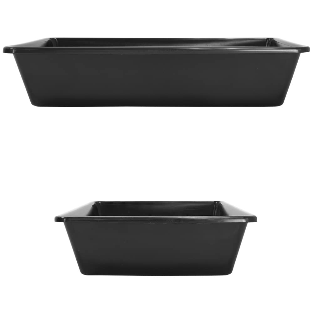 Petigi 3X Tina de plastico Contenitore plastica 20 l baño de polvo Bañera de Pies Cuadrado 60x40x12 cm Negro Almacenamiento