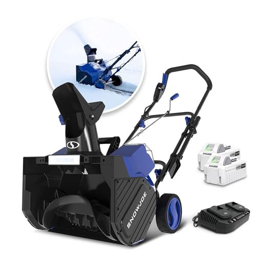 Snow Joe 48V Cordless Snow Blower Kit w/ 2X 5Ah Batteries, Dual-Port Charger & LED Headlight, 18' Clearing Path - Heavy-Duty Winter Blower for Driveways, Patios & Sidewalks, 24V-X2-SB18-XR