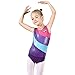 Toddler & Big Girls,One-piece Sparkle Stripes Gymnastics Athletic Leotard 2-16 Years (4A(Recommended age 3-4Y), PurpleSleeveless)