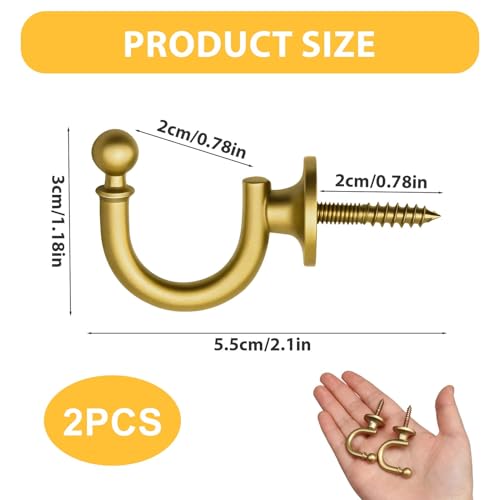 2 Stück Gardinenhalter Wand Curtain Holder, Vorhang Holdback Vorhang mit Expansionsschraubenrohr, für Zuhause Schlafzimmer Büro Esszimmer Cafés (sandgoldene)