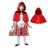 XXLOG Kids Little Red Riding Hood Costume Fancy Dress with Cloak Party Cosplay Halloween Costumes L