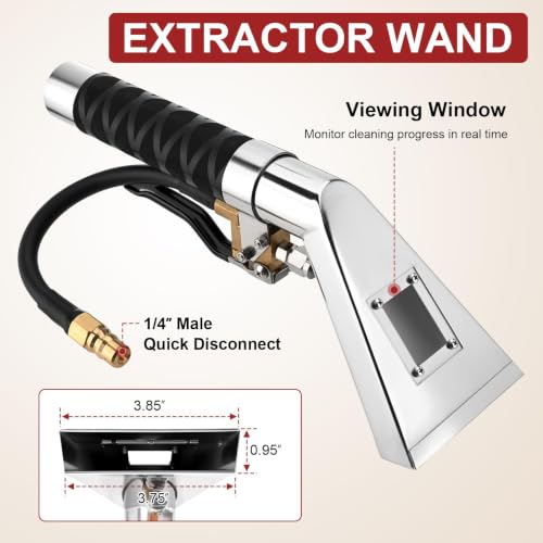 Image of Extractor Attachment Hose Kit Compatible With Shop Vac Stainless Steel Wand | with Viewing Window 25ft Water Hose 10ft Vacuum Hose, for Carpet Industrial Cleaning Auto Detailing