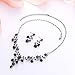EVER FAITH Costume Prom Jewelry for Women Austrian Crystal Cluster Flower Leaf Wedding Necklace Earrings Set Black Silver-Plated-Base