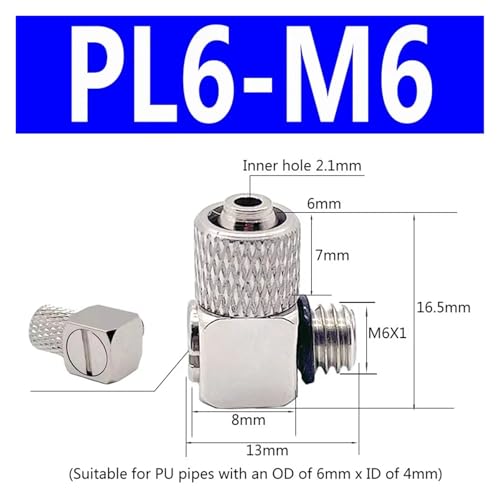 Connecteurs pneumatiques coudés PL6-M6 pour circuits d'automatisation et robots