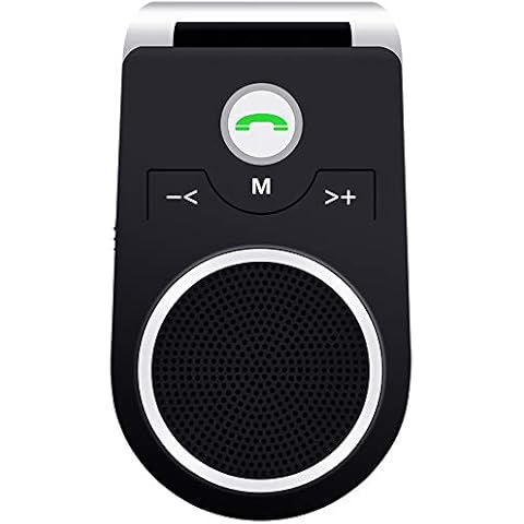 (Updated) Handsfree Bluetooth Car Kit Bluetooth Wireless Speaker Adapter with Clip for GPS, Music, Supports Siri and Google Assistant, Compatible All Phones-Version EN Cover