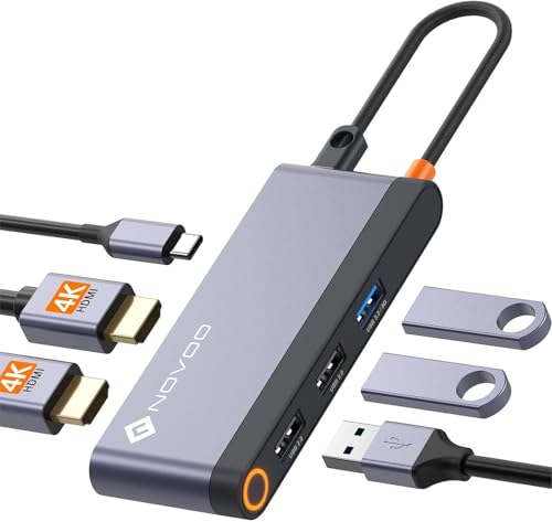NOVOO Hub USB C 6 en 1 Double HDMI pour Moniteur