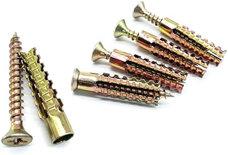 Heavy Duty Steel Wall Anchor with Screws, 60 Pcs Tree Shaped Steel Wall Anchor for Concrete Wall, Hollow-Wall and Wooden Wall(6x32mm)