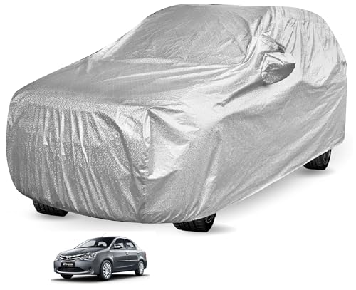 Image of Auto Hub Waterproof Car Cover Compatible with Etios with Mirror Pocket, Soft Cotton Lining, Waterproof Etios Car Cover- Metallic Silver