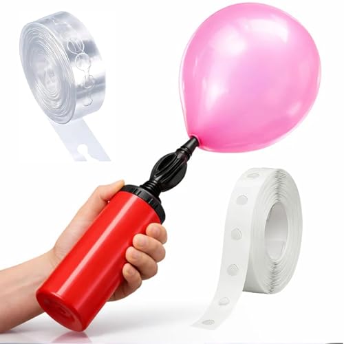 Image of Partycat Balloon Decoration Kit with Manual Air Pump, Arch Strip & Glue Dots - Quick Inflation for Latex & Foil Balloons, Perfect for Birthday, Wedding, Party Decor