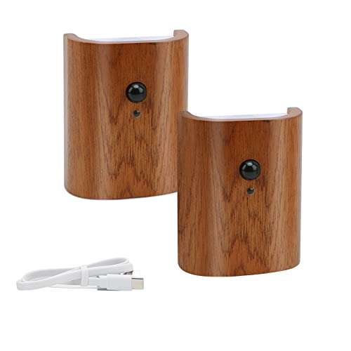 Leapair Wooden Motion Sensor Stairway Night Light Rechargeable Hallway Light (2Xblack Walnut Wood) #TOP12