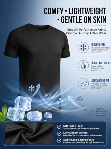 Image of OYGSieg 5 Pack Men's Quick Dry T-Shirts Short Sleeve Crew Neck Workout Tops | Quick Dry Sweat-Wicking Men's Short Sleeve Workout Tees, Athletic Polyester Tops For Gym Running Fitness & Daily Active Wear