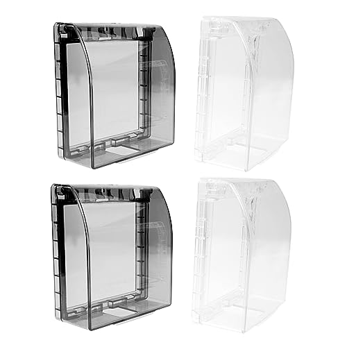 BELLIFFY 4piezas Caja Para Enchufe De Pared Protector Desmontable Resistente Salpicaduras Con Cobertura De Grados Para Baño y Exteriores Pack De Unidades Colores Transparente y Negro