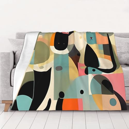 Couverture polaire confortable motif chat style artistique moderne