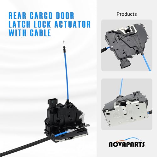 Image of NOVAPARTS Rear Cargo Door Latch Lock Actuator with Cable 68226175AB for 2014-2018 Ram ProMaster 1500 2500 3500 Cargo Van Door Lock 68169399AA 68226175AA 937932 937-932