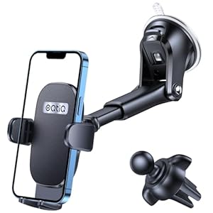 OQTIQ 3-in-1 Car Phone Mount – Dashboard, Windshield & Air Vent Holder with Strong Suction Cup, Adjustable Arm, 360° Rotation – Compatible with iPhone & Android Phones