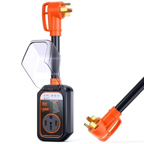 GEARGO RV Surge Protectors 50 Amp RV Circuit Analyzer, Full Protection(9500 Joules), RV Adapter Plug for Camper(Orange) by GEARGO - Used condition - CA$46.69