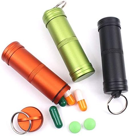 PPFISH Air-Tight EDC Accessory Case, Waterproof Pill Fob Capsule/Match Case Pill Holder Case, Outdoor Survival Storage Container Dry Box (Pack of 3)
