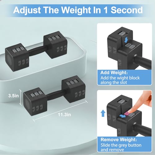Image of Hezeyferg Adjustable Dumbbells Set for Women /Men Home Gym | 18LBS 22LBS Adjustable Weight Dumbbells, Hand Weights Sets with Mutilple Levels, Full Body Workout
