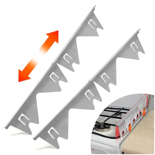Stainless Steel Stove Gap Covers (2PCS) Adjustable Stove Gap Filler 13.8" to 27.5",Range Trim Kit,Between Stove and Counter,Easy to Clean and Heat Resistant,Perfect for Kitchen Counter Gap