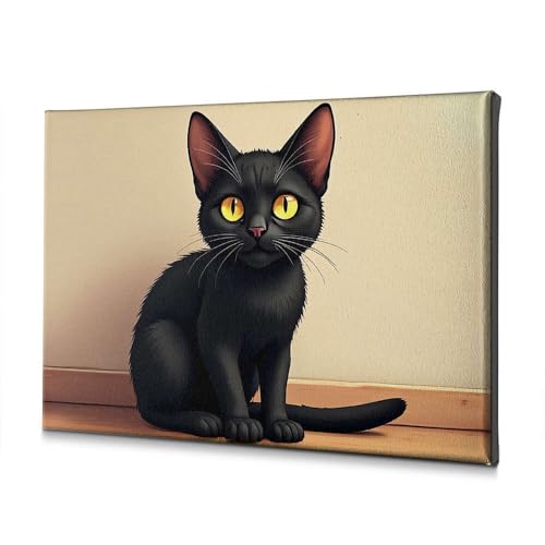Toile décorative chat noir de qualité supérieure pour une décoration raffinée