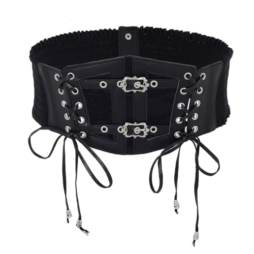 Urieo Leather Black Corset Belt for Women