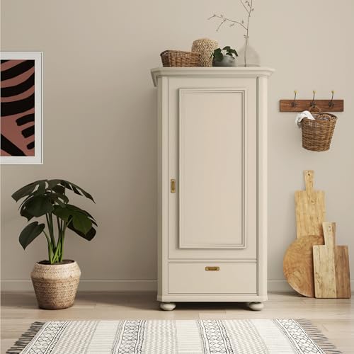 MissPompadour seidenmatte Holzfarbe Innen & Außen 1L Beige mit Sand, Möbelfarbe ohne Schleifen - Farbe für Holz, Metall, Kunststoff - Holzlack, Möbellack schnelltrocknend mit hoher Deckkraft