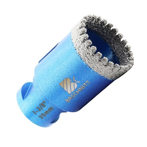1-3/8 Inch Diamond Core Drill Bit for Porcelain Tile Ceramic Marble Granite Drilling,BRSCHNITT 1pc Vacuum Brazed Diamond Hole Saw with 5/8-11 Thread