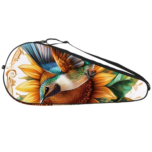 Housse raquette tennis débutant ajustable motif vintage papillon et fleur