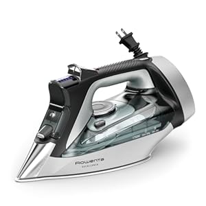 Rowenta, Iron, Focus Excellence Stainless Steel Soleplate Steam Iron for Clothes, Retractable Cord, 400+ Microsteam Holes, Powerful steam, LED Display, 1750 W Ironing Clothes, Cordreel, DW5432