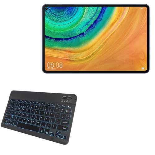 BoxWave Keyboard Compatible with Huawei MatePad Pro - SlimKeys Bluetooth Keyboard - with Backlight, Portable Slim LED 7 Colors - Jet Black
