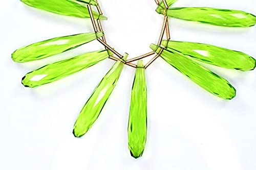 Peridot Quartz Faceted briolette beads goutte 35mm pour fabrication de bijou