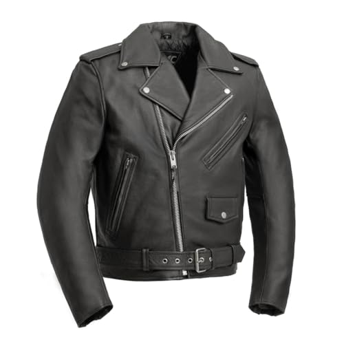 C200 Mens Black Leather Classic Motorcycle Jacket