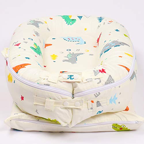 Baby Lounger Cover for Dockatot Deluxe + | Premium Quality Newborn Lounger Cover | 100% Cotton Hypoallergenic Extra Cover [Fits Deluxe+] (Cover Only) (Dino) - Thumbnail 5