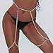 Haloty Sexy Silver Rhinestones Leg Thigh Chain Body Jewelry Beach Body Chains Belly Body Chain Fashion Body Accessories Jewelry for Women and Girls