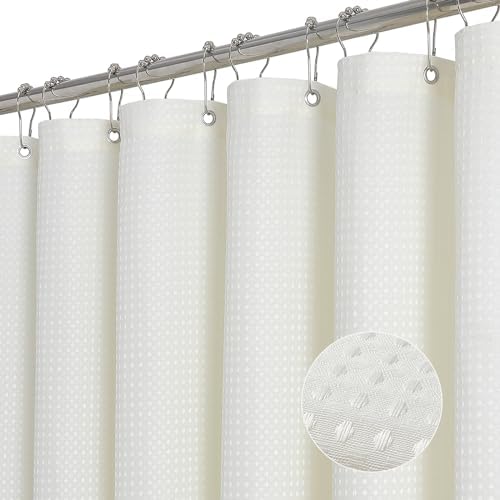 ROLIZOE Cream Shower Curtain 256GSM Luxury Weighted Waffle Textured