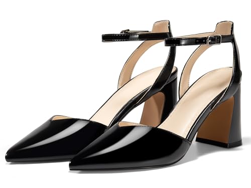 Image of Juliet Holy Womens Closed Toe Heels Chunky Block Heel Ankle Strap Pumps Slingback Heeled Sandals