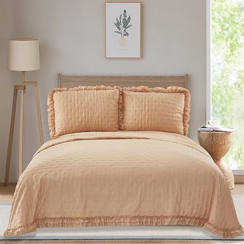 NOVOTEXTIL Colcha Termosellada Ligera de Microfibra – Colcha Bouti para Verano y Entretiempo – Cubrecama Moderno y Transpirable con 1 o 2 Fundas de Almohada (Bari Arena, Cama 90-180x260)