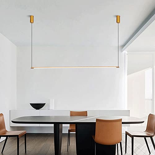 Lámpara colgante lineal LED de metal con pantalla acrílica fina para comedor moderno 4