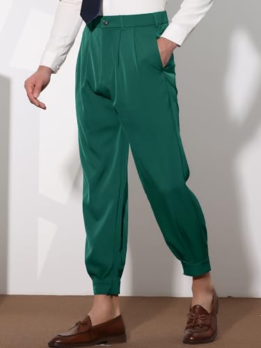 Lars Amadeus Cropped Pants for Men's Double Pleated Zipper Leg Tapered Formal Dress Pants2