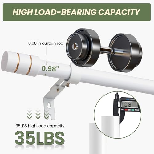 Image of Long Curtain Rods for Windows 66 to120 Inch Heavy Duty White Curtain Rods Splicing Set with Easy Installation for Sliding Glass Door Living Room Patio Modern Design