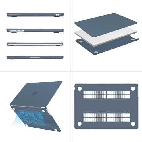 Image of MOSISO Compatible with MacBook Air 13 inch Case M5 2026 M4 2025 M3 M2 2024-2022 A3449 A3240 A3113 A2681, Scratches-Resistant Protective Hard Shell for MacBook Air 13.6 inch Case, Steel Blue